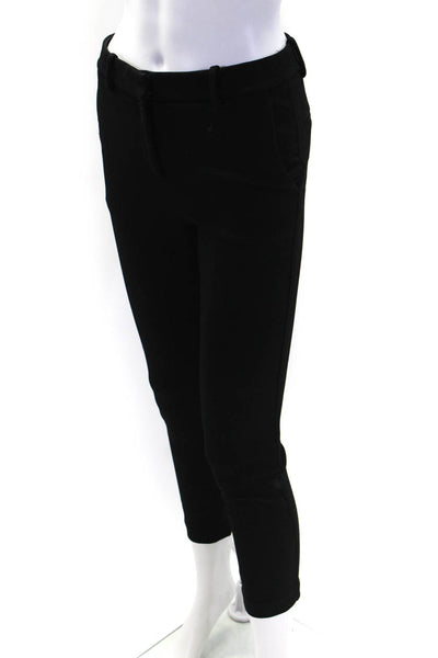 Theory Women's Button Closure Flat Front Straight Leg Dress Pant Black Size 0