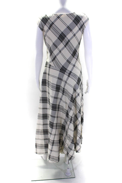 Theory Women's Round Neck Sleeveless A-Line Plaid Maxi Dress Size 2