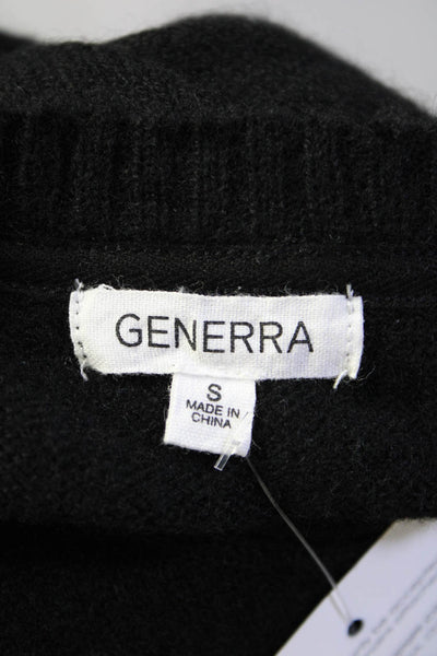 Generra Womens Cashmere Floral Textured Round Neck Sweater Dress Black Size S