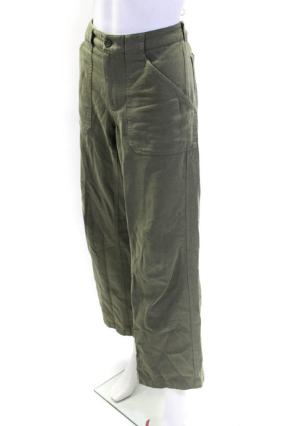 APC Womens Cotton Mid Rise Casual Straight Leg Pants Green Size 34