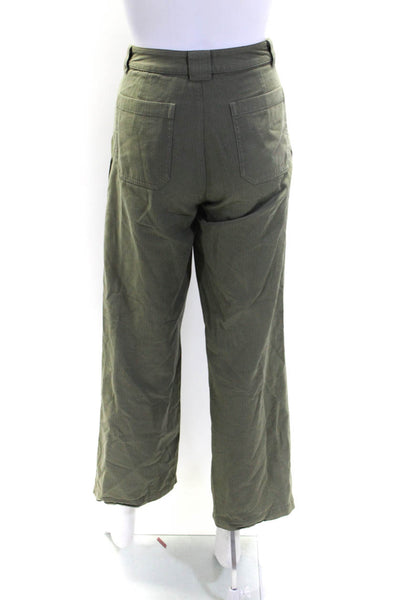 APC Womens Cotton Mid Rise Casual Straight Leg Pants Green Size 34