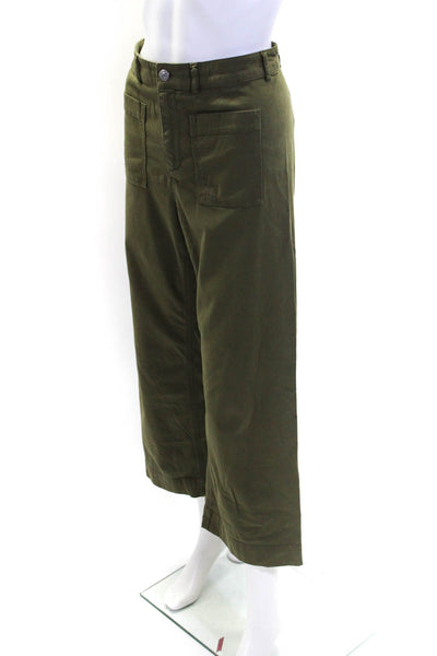 ALC Womens Cotton High Rise Wide Leg Pants Green Size 0