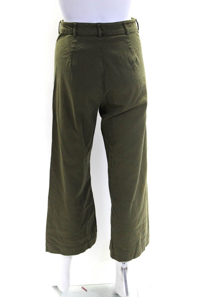 ALC Womens Cotton High Rise Wide Leg Pants Green Size 0