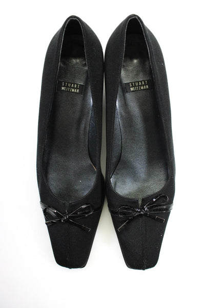 Stuart Weitzman Womens Pointed Toe Bow Kitten Heels Black Size 7.5