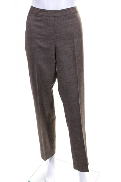 Lafayette 148 New York Womens Mid Rise Slim Leg Pleated Pants Brown Wool Size 8