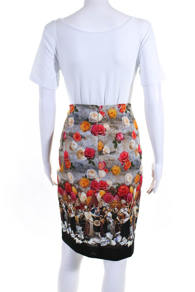 Artelier Nicole Miller Womens Graphic Rose Print Stretch Pencil Skirt Size 10