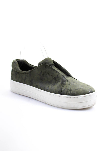 J Slides Womens Camouflage Nubuck Leather Slip On Sneakers Green Size 8.5