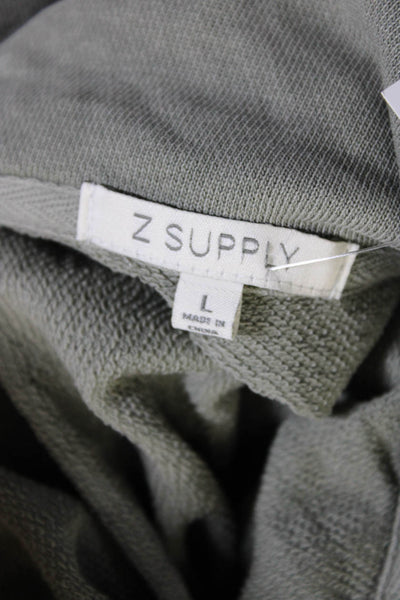 Z Supply Womens Terry Jersey Button Up Long Sleeve Jumpsuit Green Size Large