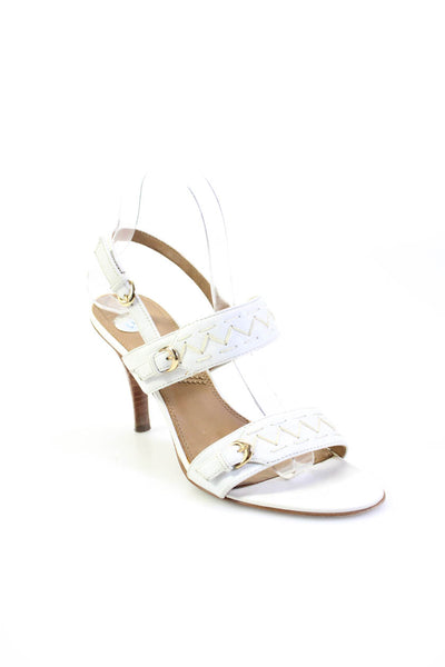 Tahari Womens White Strappy Stitch Detail High Heels Sandals Shoes Size 7.5