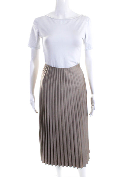 J Crew Womens Accordion Pleat A Line Midi Maxi Skirt Nutmeg Brown Size Small