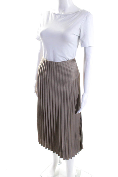 J Crew Womens Accordion Pleat A Line Midi Maxi Skirt Nutmeg Brown Size Small