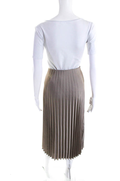 J Crew Womens Accordion Pleat A Line Midi Maxi Skirt Nutmeg Brown Size Small