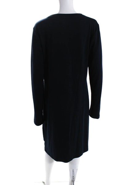 Elie Tahari Womens Knotted Jersey Long Sleeve Sweater Dress Navy Blue Size XL