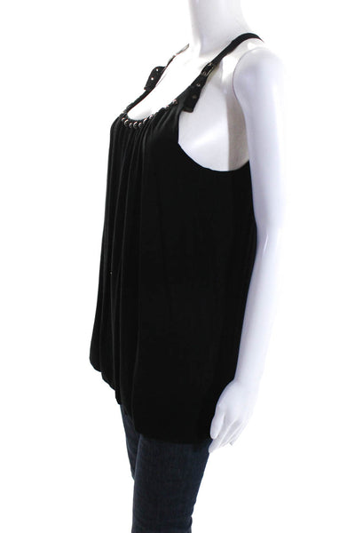 Cynthia Cynthia Steffe Womens Studded Jersey Bubble Hem Tank Top Blouse Black Me