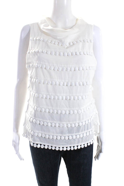 J Crew Womens Dot Lace Trim Sateen Sleeveless Shell Top Blouse White Size 12