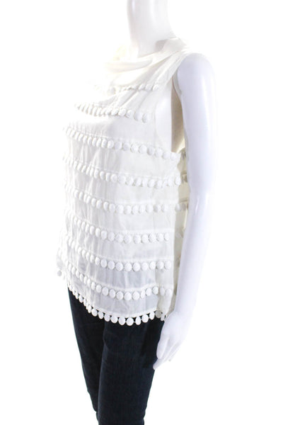 J Crew Womens Dot Lace Trim Sateen Sleeveless Shell Top Blouse White Size 12