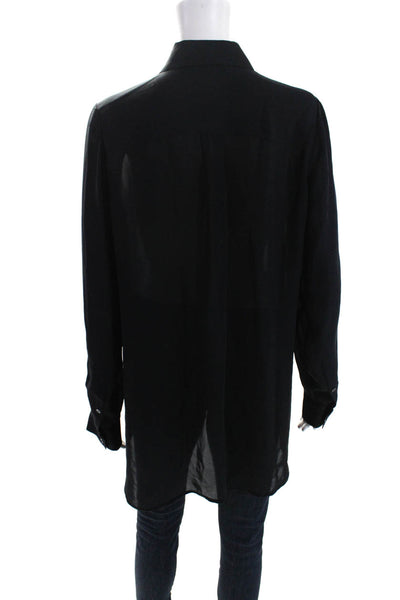 Vince Womens Gradient Long Sleeve Button Up Top Blouse Black Blue White Size 12