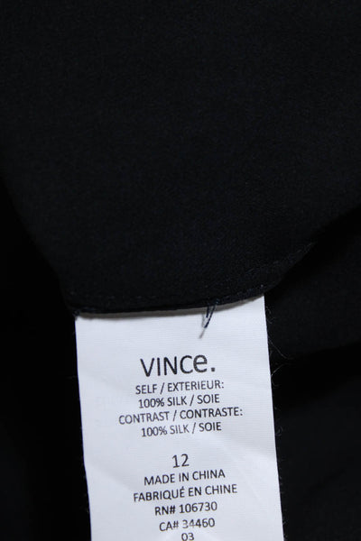 Vince Womens Gradient Long Sleeve Button Up Top Blouse Black Blue White Size 12