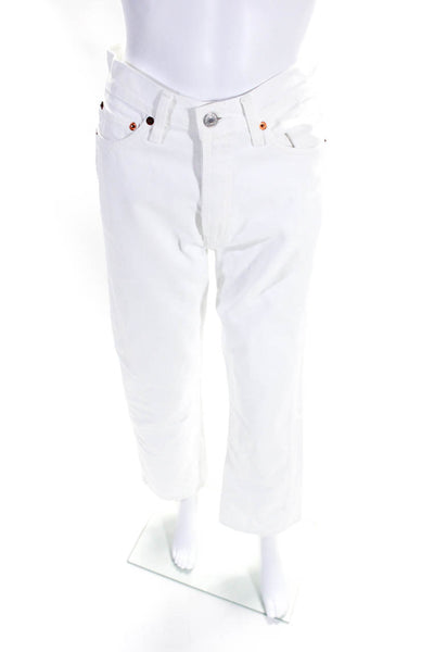 Redone Womens High Waist Button Fly Straight Leg Jeans White Size 26