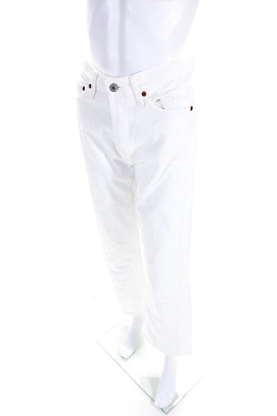 Redone Womens High Waist Button Fly Straight Leg Jeans White Size 26