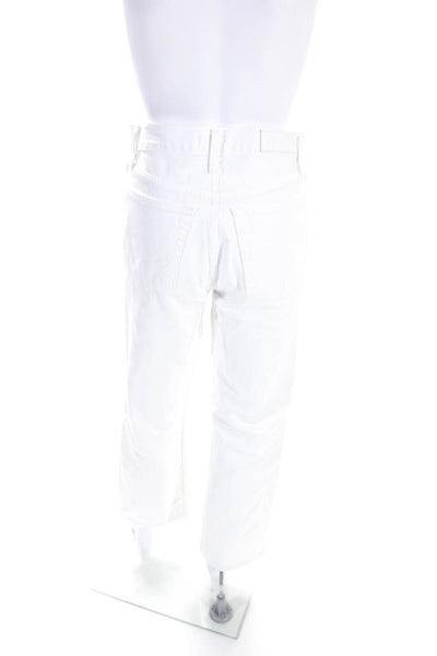 Redone Womens High Waist Button Fly Straight Leg Jeans White Size 26