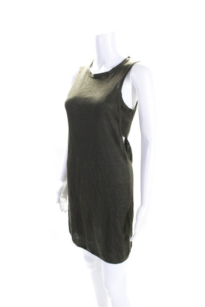 360 Sweater Womens Knit Sleeveless Cut Out Mini Tank Dress Olive Green Size XS