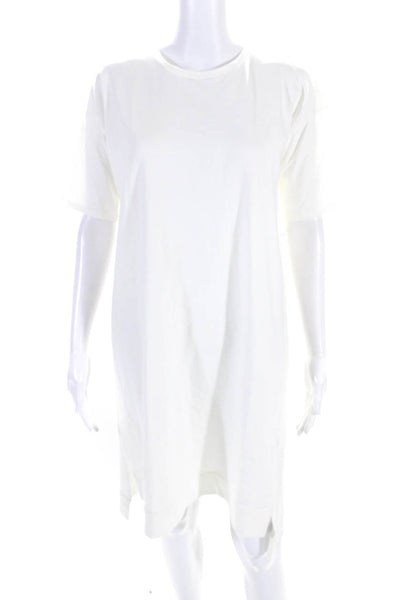 Eileen Fisher Womens White Cotton Crew Neck Short Sleeve T-Shirt Dress Size S