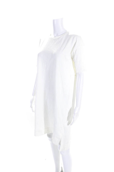 Eileen Fisher Womens White Cotton Crew Neck Short Sleeve T-Shirt Dress Size S