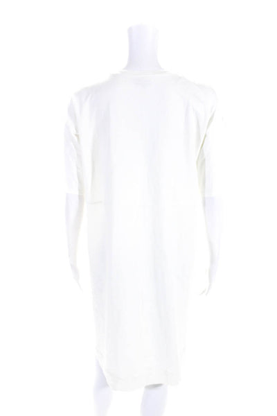 Eileen Fisher Womens White Cotton Crew Neck Short Sleeve T-Shirt Dress Size S