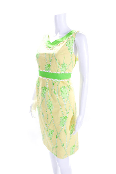 Lilly Pulitzer Womens Yellow Cotton Animal Print Sleeveless Shift Dress Size 12