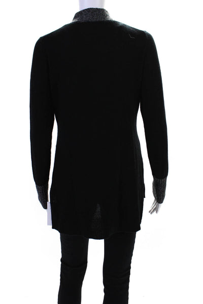 Cullen Womens Cashmere Long Sleeves V Neck Sweater Black Grey Size Small