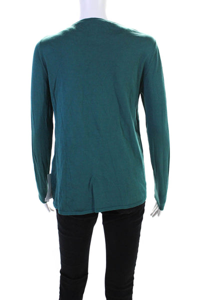 Lafayette 148 New York Womens Silk Long Sleeves Sweater Teal Blue Size Small