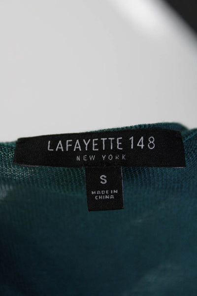 Lafayette 148 New York Womens Silk Long Sleeves Sweater Teal Blue Size Small