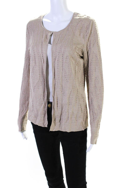 Lafayette 148 New York Womens Silk Distressed Cardigan Sweater Brown Size Medium