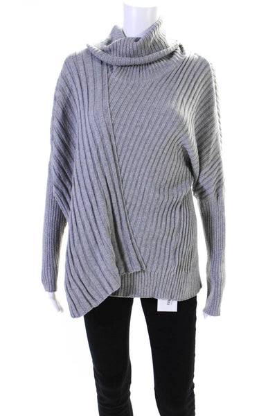 Lafayette 148 New York Womens Turtleneck Sweater Gray Cotton Size Medium