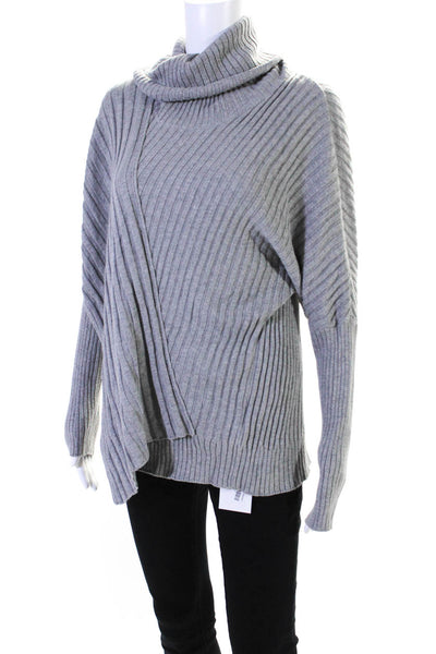 Lafayette 148 New York Womens Turtleneck Sweater Gray Cotton Size Medium