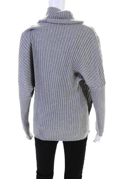 Lafayette 148 New York Womens Turtleneck Sweater Gray Cotton Size Medium