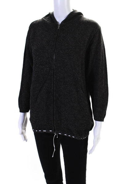 Margaret OLeary Womens Long Sleeves Full Zipper Hoodie Black Size Extra Small