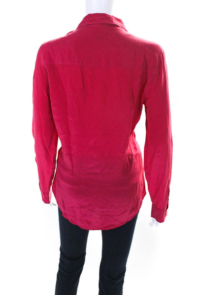 Equipment Femme Women's Long Sleeves Button Down Silk Shirt Red Size M