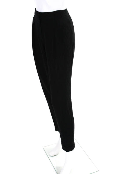 Per Se Womens Zipper Fly Mid Rise Pleated Cuffed Trouser Pants Black Size 10