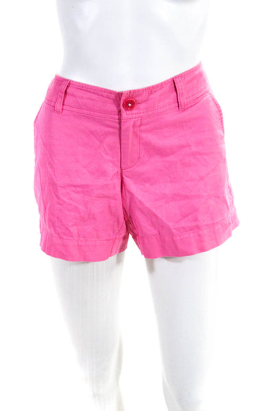 Lilly Pulitzer Womens Zipper Fly Mid Rise Chino Short Shorts Pink Cotton Size 4