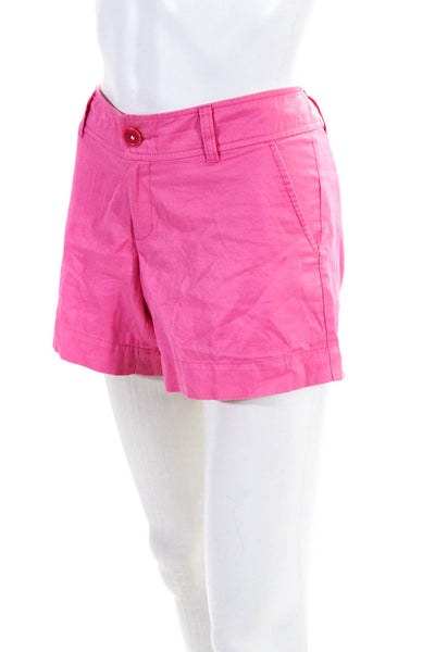 Lilly Pulitzer Womens Zipper Fly Mid Rise Chino Short Shorts Pink Cotton Size 4