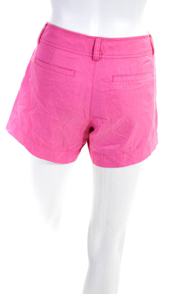 Lilly Pulitzer Womens Zipper Fly Mid Rise Chino Short Shorts Pink Cotton Size 4