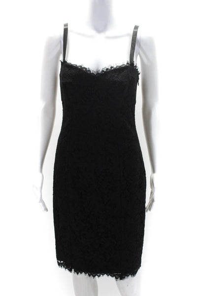 Ted Baker London Womens Floral Lace Textured Zipped Midi Dress Black Size 2