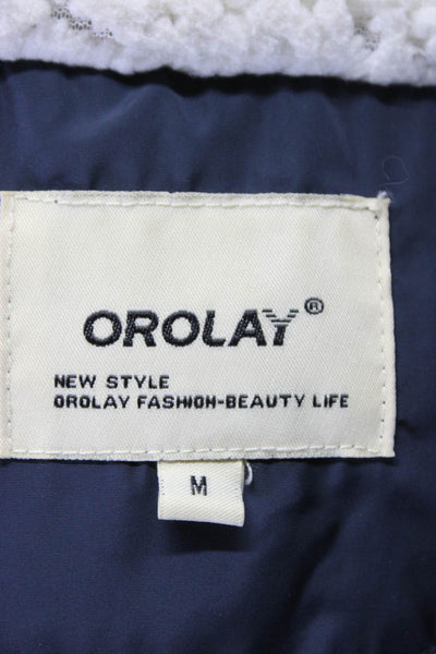 Orolay Womens Full Zipper Hooded Insulated Jacket Navy Blue Size Medium