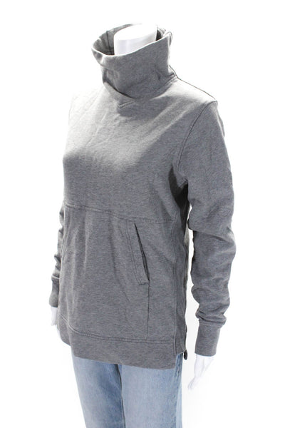 Lululemon Womens Cotton Terry Long Sleeve Turtleneck Pullover Top Gray Size 6