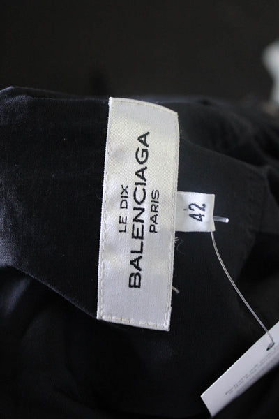 Balenciaga Paris Womens Cotton Snap Closure Collared Shirt Black Size 42