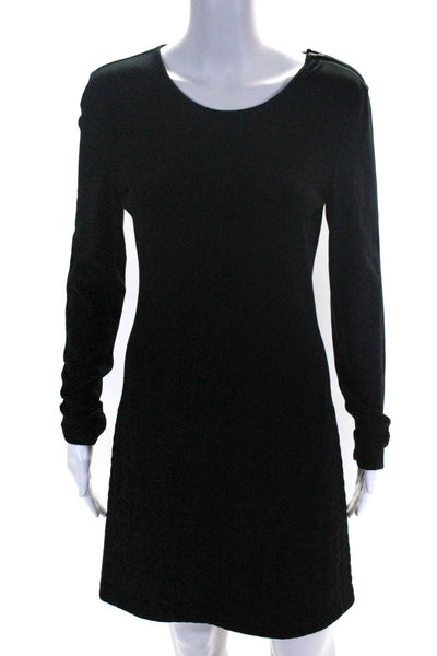 Theory Womens Jersey Knit Padded Hem Long Sleeve Sheath Dress Black Size M