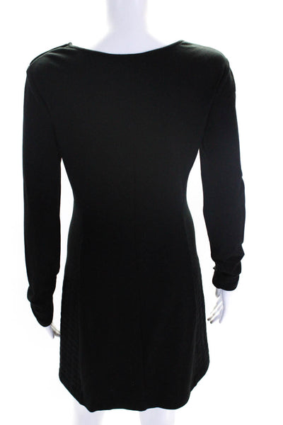 Theory Womens Jersey Knit Padded Hem Long Sleeve Sheath Dress Black Size M