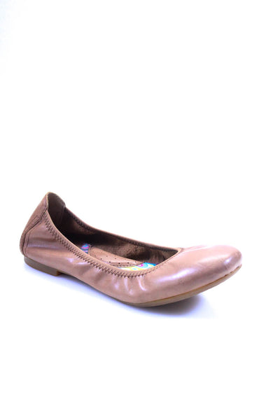 Born Womens Round Toe Leather Slip On Ballet Flats Brown Size 9